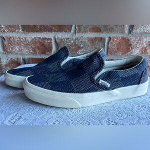 Unisex VANS DENIM CHECKERBOARD slip on shoes - size women's 8/mens 6.5